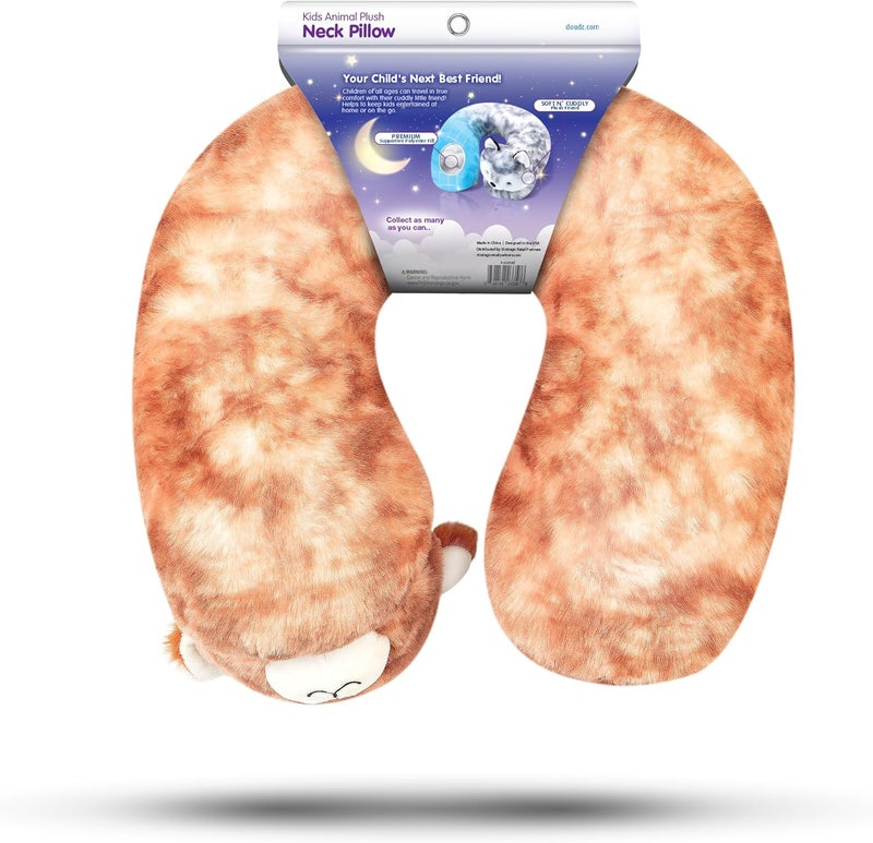 Cloudz Kids Super Soft N' Cuddly Animal Airplane Travel Neck Pillow! Keep Children Comfy and Supported with a Buddy While Traveling or just Resting at Home - Brown Bear - Image 4